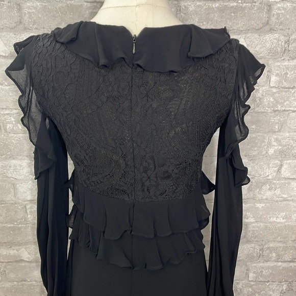 Bardot Black Cold Shoulder Lace Ruffle Dress Size 18 - Picture 5 of 9